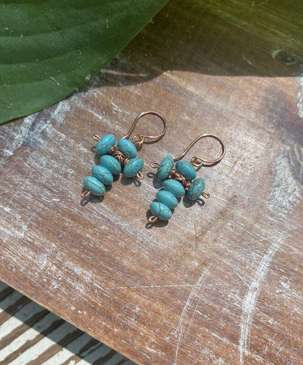 Howlite Beaded Cross Earrings